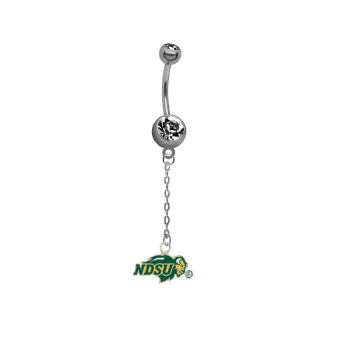 North Dakota State Bison Dangle Chain Belly Button Navel Ring