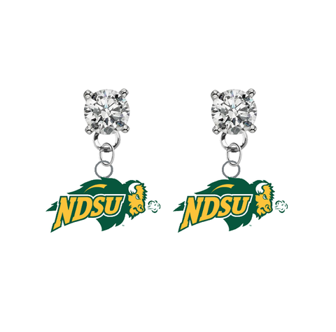 North Dakota State Bison CLEAR Swarovski Crystal Stud Rhinestone Earrings