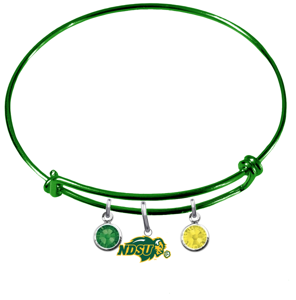 North Dakota State Bison GREEN Color Edition Expandable Wire Bangle Charm Bracelet