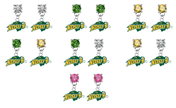 North Dakota State Bison NCAA Swarovski Crystal Stud Rhinestone Earrings