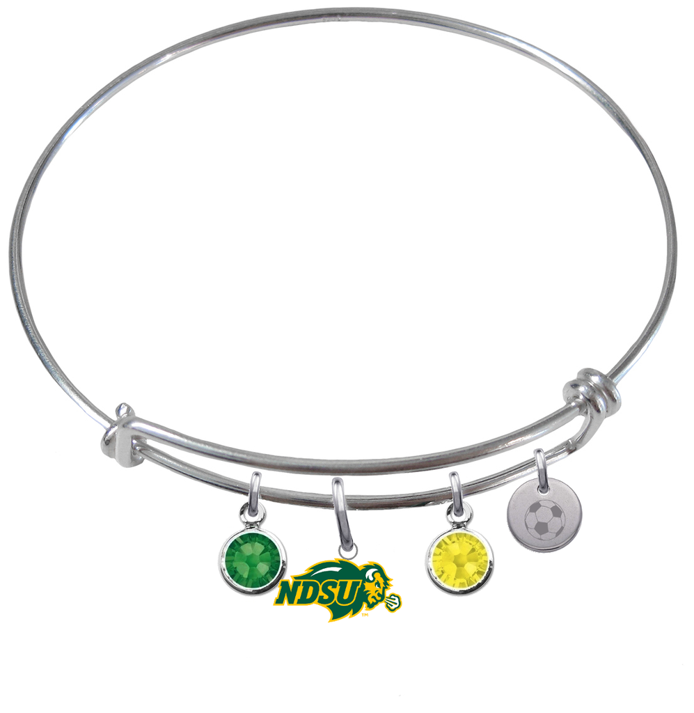 North Dakota State Bison Soccer Expandable Wire Bangle Charm Bracelet