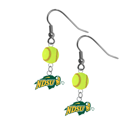 North Dakota State Bison NCAA Fastpitch Softball Dangle Earrings
