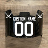 Las Vegas Raiders Custom Name & Number Full Size Football Helmet Visor Shield Black Dark Tint w/ Clips - WHITE