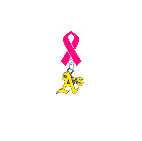 Oakland Athletics Style 2 MLB Breast Cancer Awareness / Mothers Day Pink Ribbon Lapel Pin