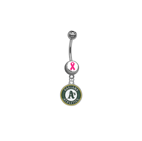 Oakland Athletics Breast Cancer Awareness Belly Button Navel Ring