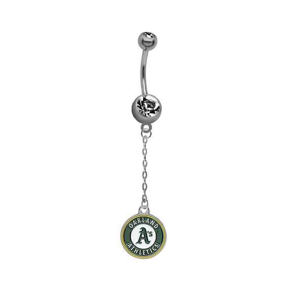 Oakland Athletics Dangle Chain Belly Button Navel Ring