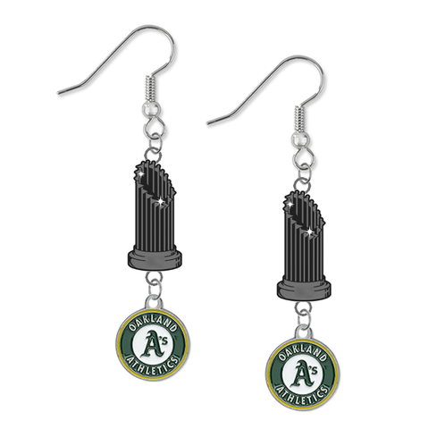 Oakland Athletics MLB World Series Trophy Dangle Earrings