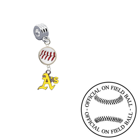 Oakland Athletics 2 On Field Baseball Universal European Bracelet Charm (Pandora Compatible)