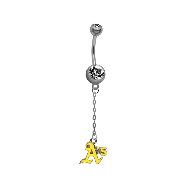 Oakland Athletics Style 2 Dangle Chain Belly Button Navel Ring