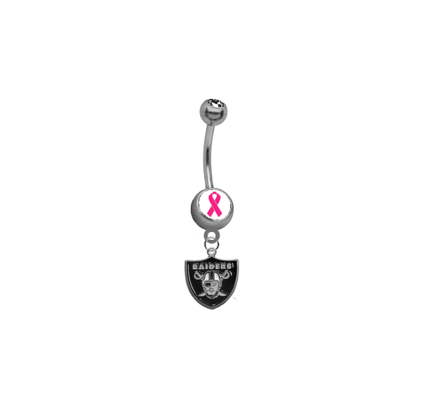 Oakland Raiders Breast Cancer Awareness NFL Football Belly Button Navel Ring