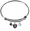 Oakland Raiders Black NFL Expandable Wire Bangle Charm Bracelet
