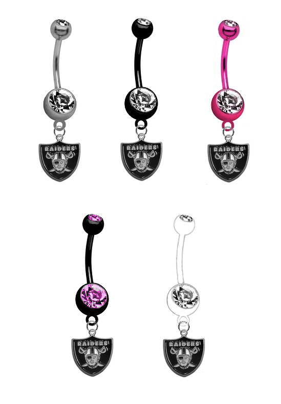 Oakland Raiders NFL Football Belly Button Navel Ring - Pick Your Color