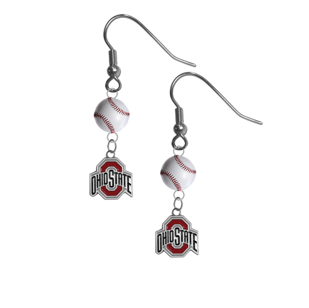 Ohio State Buckeyes NCAA Baseball Dangle Earrings