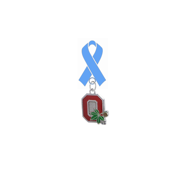 Ohio State Buckeyes Style 2 Prostate Cancer Awareness / Fathers Day Light Blue Ribbon Lapel Pin