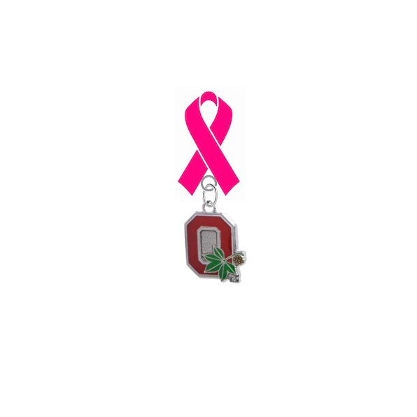 Ohio State Buckeyes Style 2 Breast Cancer Awareness / Mothers Day Pink Ribbon Lapel Pin