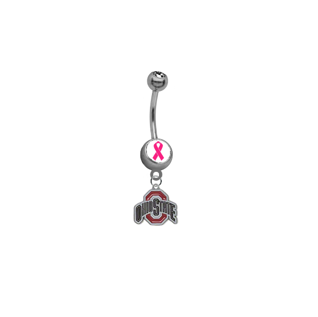 Ohio State Buckeyes Breast Cancer Awareness Belly Button Navel Ring