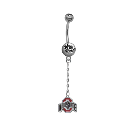 Ohio State Buckeyes Dangle Chain Belly Button Navel Ring