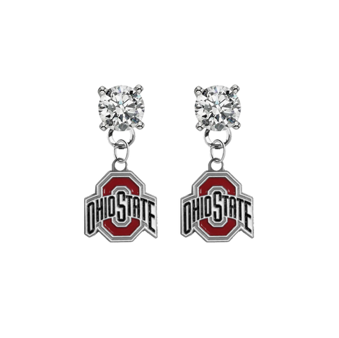 Ohio State Buckeyes CLEAR Swarovski Crystal Stud Rhinestone Earrings