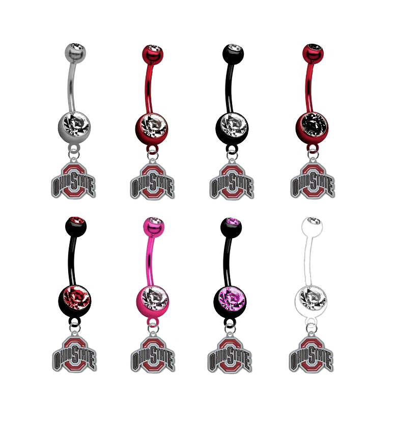Ohio State Buckeyes NCAA College Belly Button Navel Ring - Pick Your Color