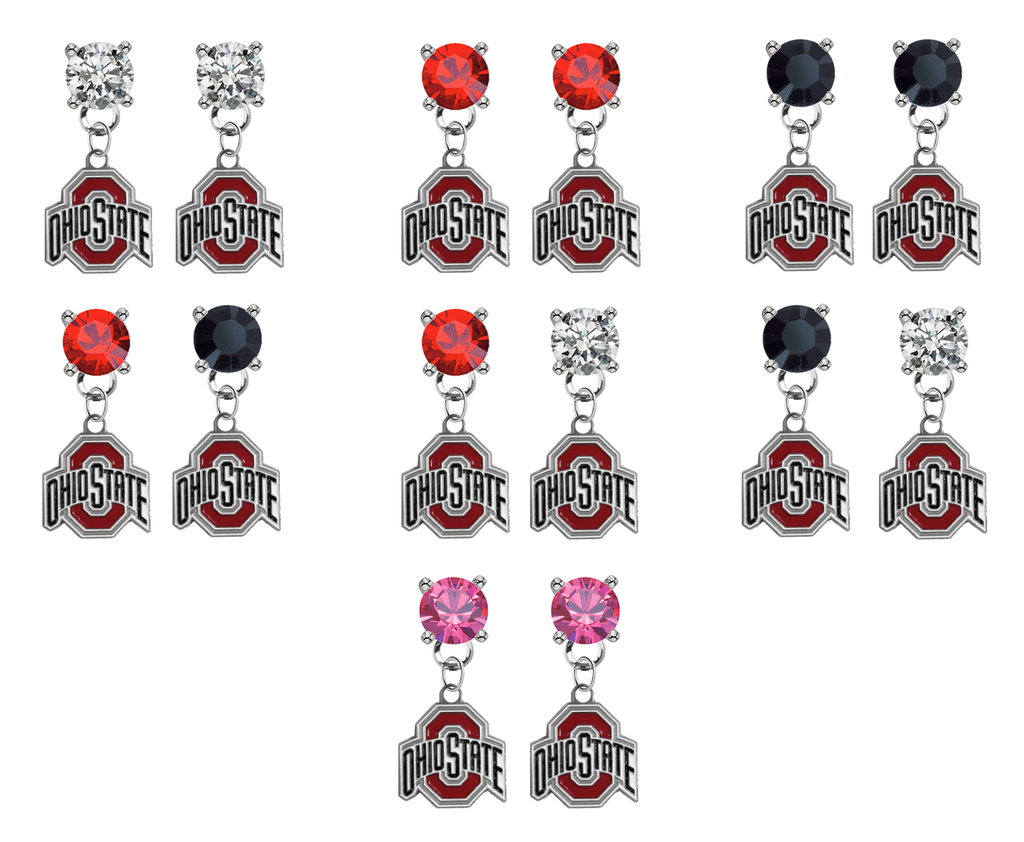 Ohio State Buckeyes NCAA Swarovski Crystal Stud Rhinestone Earrings