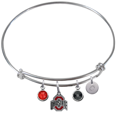Ohio State Buckeyes Football Expandable Wire Bangle Charm Bracelet