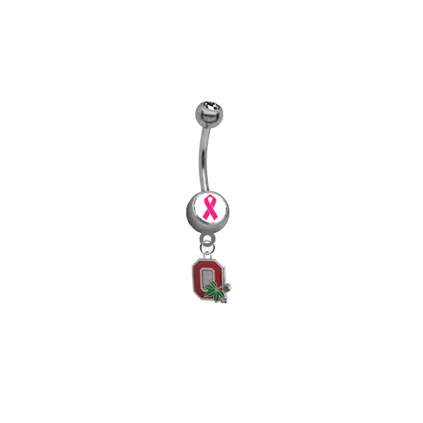 Ohio State Buckeyes Style 2 Breast Cancer Awareness Belly Button Navel Ring