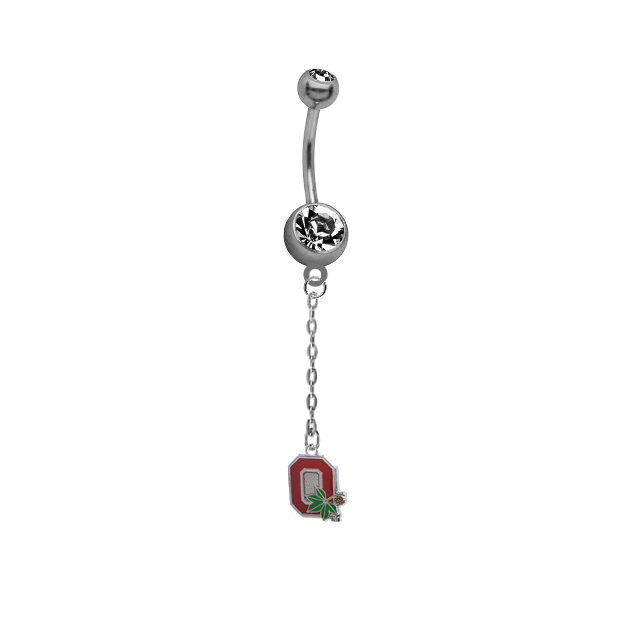 Ohio State Buckeyes Style 2 Dangle Chain Belly Button Navel Ring