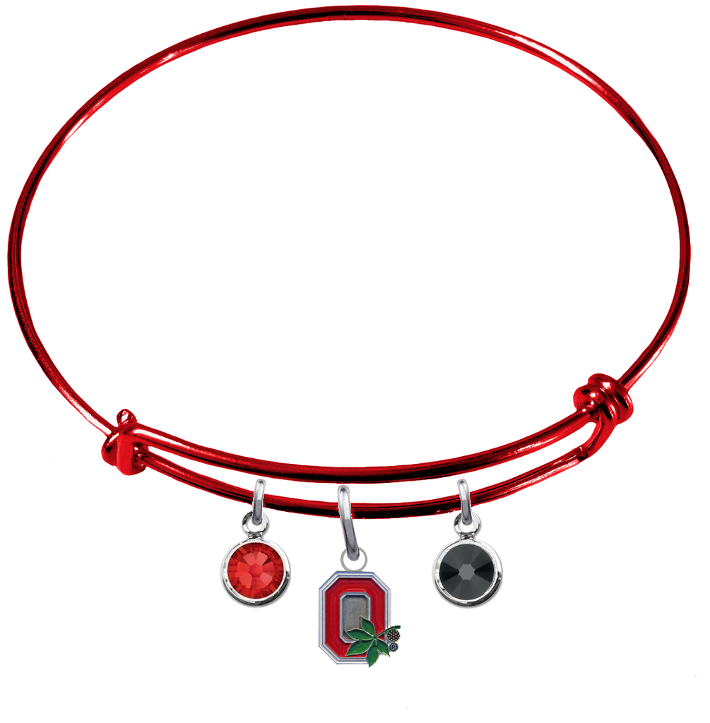 Ohio State Buckeyes Style 2 RED Color Edition Expandable Wire Bangle Charm Bracelet