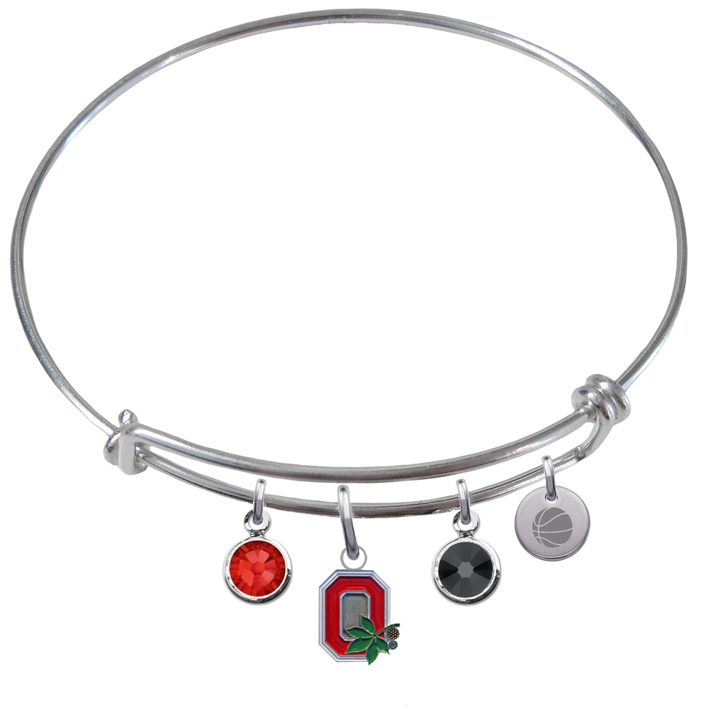 Ohio State Buckeyes Style 2 Basketball Expandable Wire Bangle Charm Bracelet