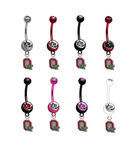 Ohio State Buckeyes Style 2 NCAA College Belly Button Navel Ring - Pick Your Color