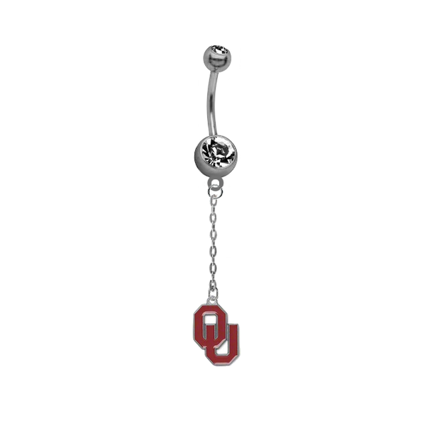 Oklahoma Sooners Dangle Chain Belly Button Navel Ring