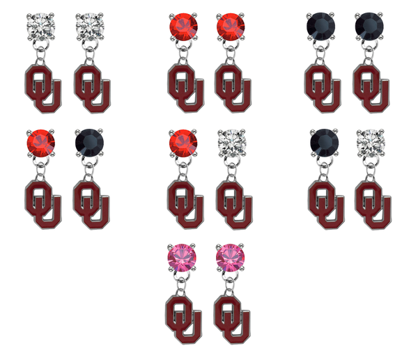 Oklahoma Sooners NCAA Swarovski Crystal Stud Rhinestone Earrings