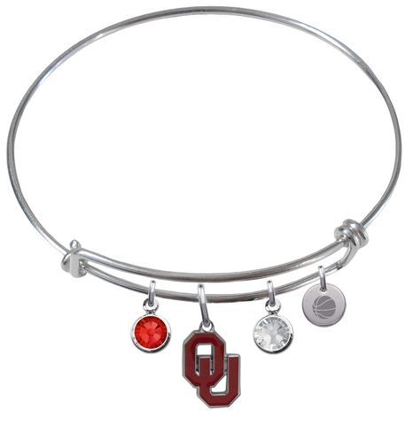 Oklahoma Sooners Basketball Expandable Wire Bangle Charm Bracelet