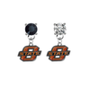 Oklahoma State Cowboys BLACK & CLEAR Swarovski Crystal Stud Rhinestone Earrings