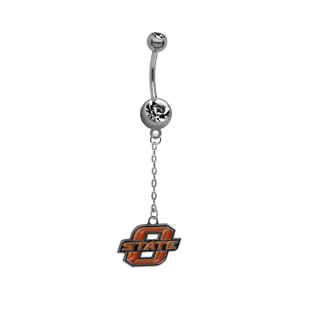 Oklahoma State Cowboys Dangle Chain Belly Button Navel Ring