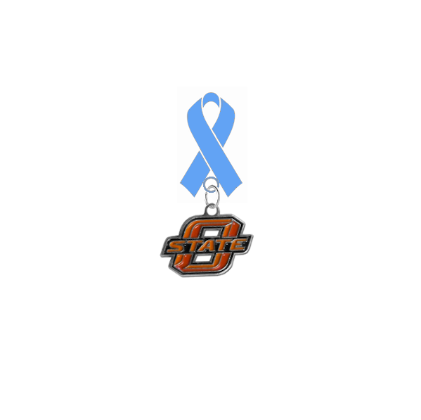 Oklahoma State Cowboys Prostate Cancer Awareness / Fathers Day Light Blue Ribbon Lapel Pin