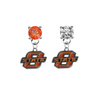 Oklahoma State Cowboys ORANGE & CLEAR Swarovski Crystal Stud Rhinestone Earrings