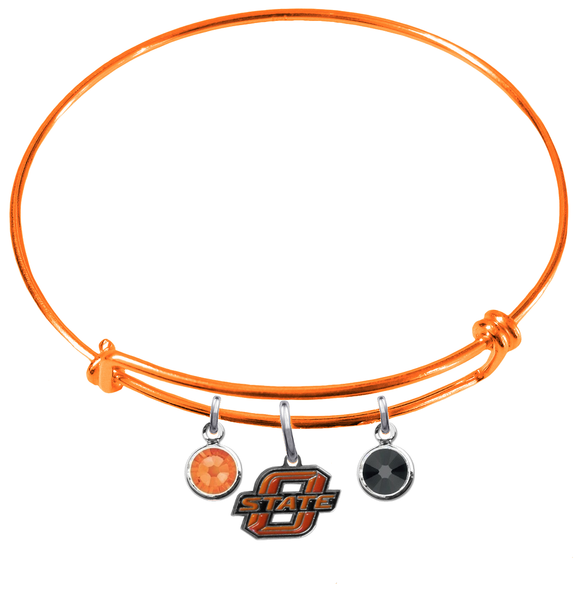 Oklahoma State Cowboys ORANGE Expandable Wire Bangle Charm Bracelet