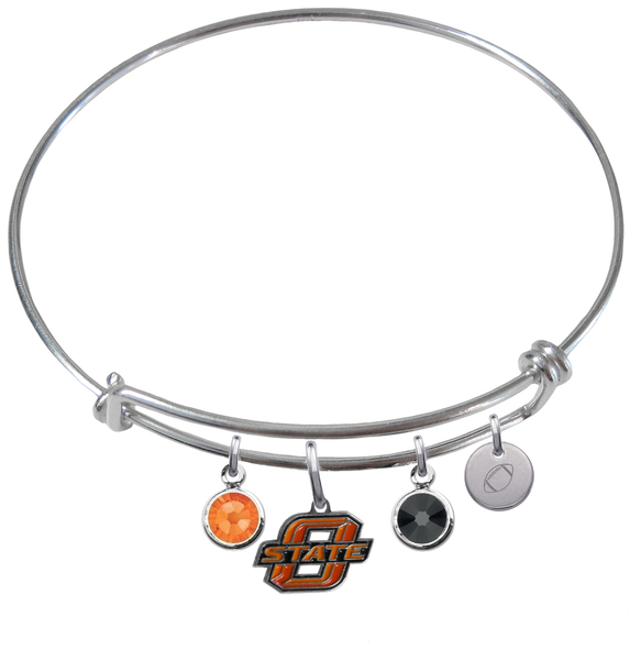 Oklahoma State Cowboys Football Expandable Wire Bangle Charm Bracelet