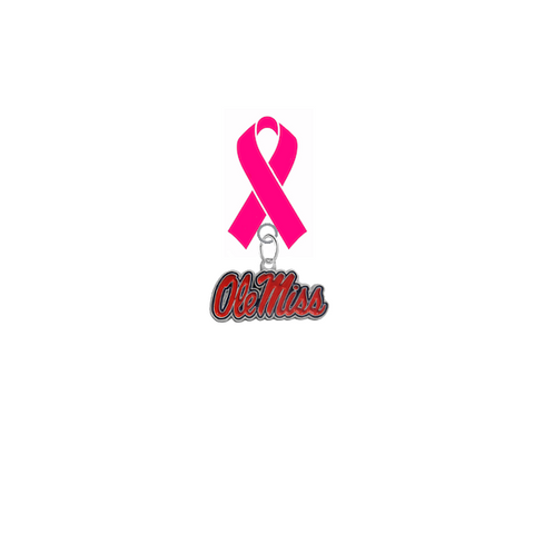Ole Miss Mississippi Rebels Breast Cancer Awareness / Mothers Day Pink Ribbon Lapel Pin