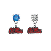 Ole Miss Mississippi Rebels BLUE & CLEAR Swarovski Crystal Stud Rhinestone Earrings