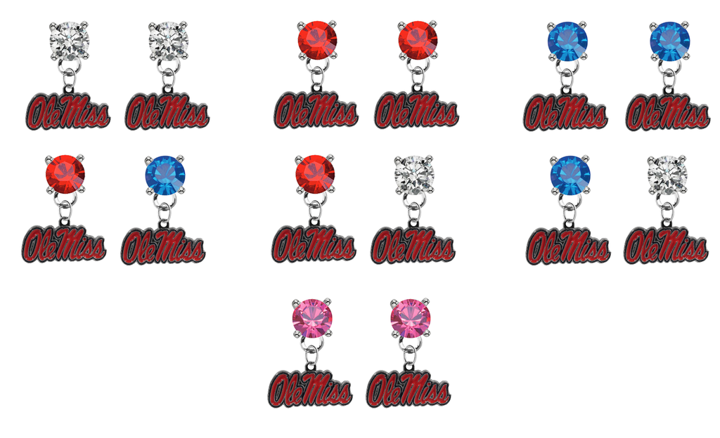Ole Miss Mississippi Rebels NCAA Swarovski Crystal Stud Rhinestone Earrings