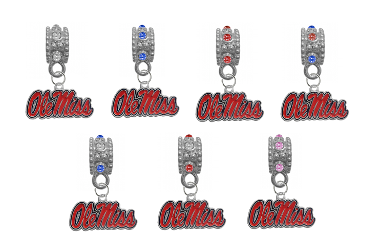 Ole Miss Rebels NCAA Crystal Rhinestone European Bracelet Charm