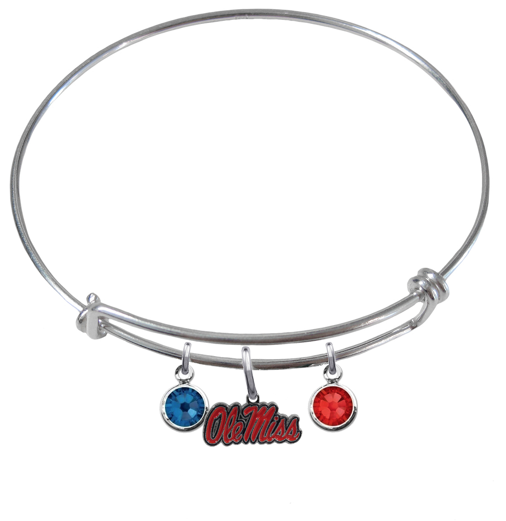 Ole Miss Rebels NCAA Expandable Wire Bangle Charm Bracelet
