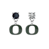 Oregon Ducks BLACK & CLEAR Swarovski Crystal Stud Rhinestone Earrings