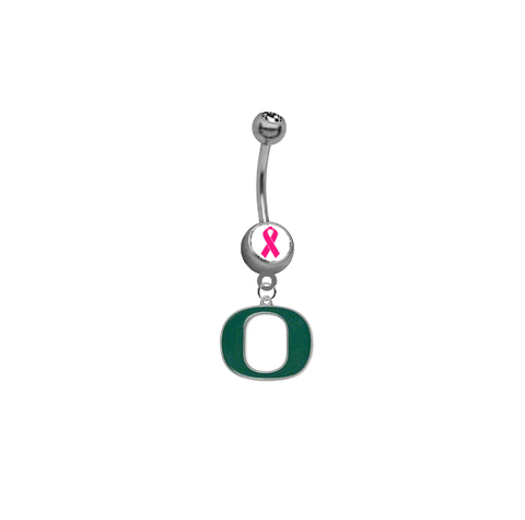 Oregon Ducks Breast Cancer Awareness Belly Button Navel Ring