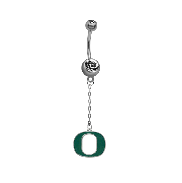 Oregon Ducks Dangle Chain Belly Button Navel Ring