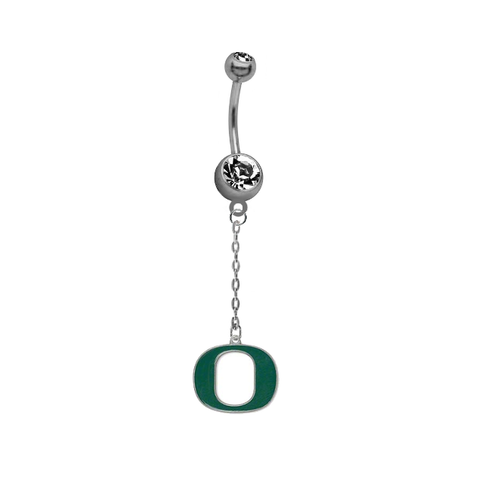 Oregon Ducks Dangle Chain Belly Button Navel Ring