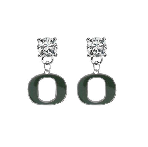 Oregon Ducks CLEAR Swarovski Crystal Stud Rhinestone Earrings
