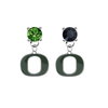 Oregon Ducks GREEN & BLACK Swarovski Crystal Stud Rhinestone Earrings
